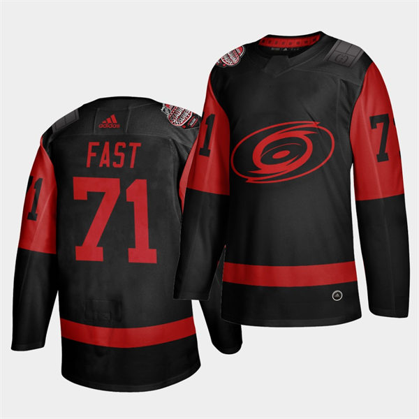  Men's Carolina Hurricanes #71 Jesper Fast Adidas Black 2021 Stadium Series Jersey 