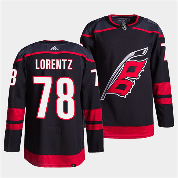  Men's Carolina Hurricanes #78 Steven Lorentz Adidas Black Alternate Player Jersey 