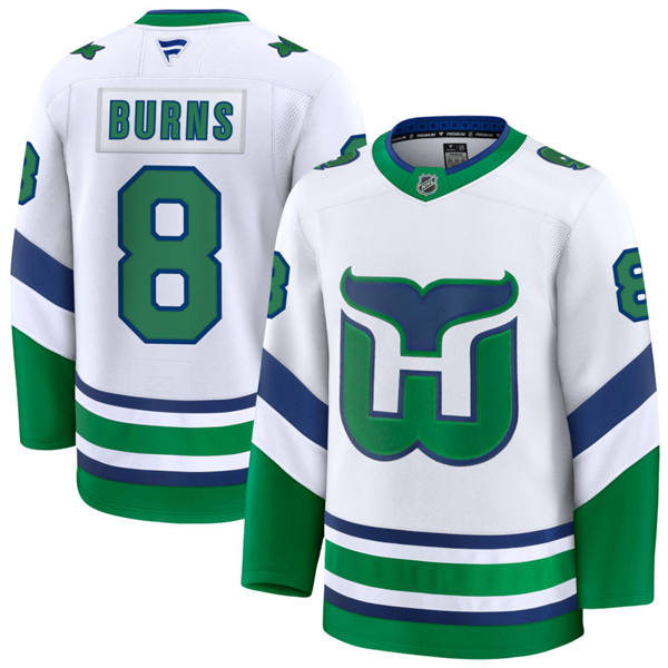  Men's Carolina Hurricanes #8 Brent Burns White Fanatics Throwback Premium Jersey 