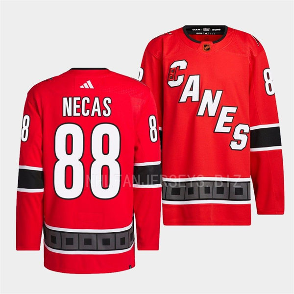  Men's Carolina Hurricanes #88 Martin Necas Red 2022 Reverse Retro Primegreen Jersey 