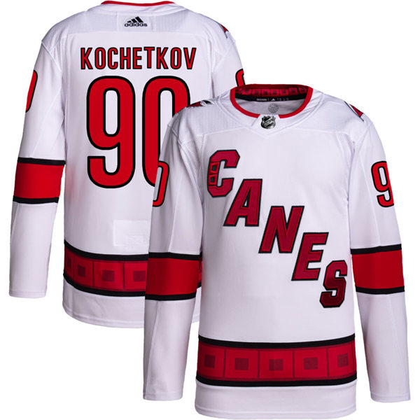  Men's Carolina Hurricanes #90 Pyotr Kochetkov Adidas White Away Premier Player Jersey 