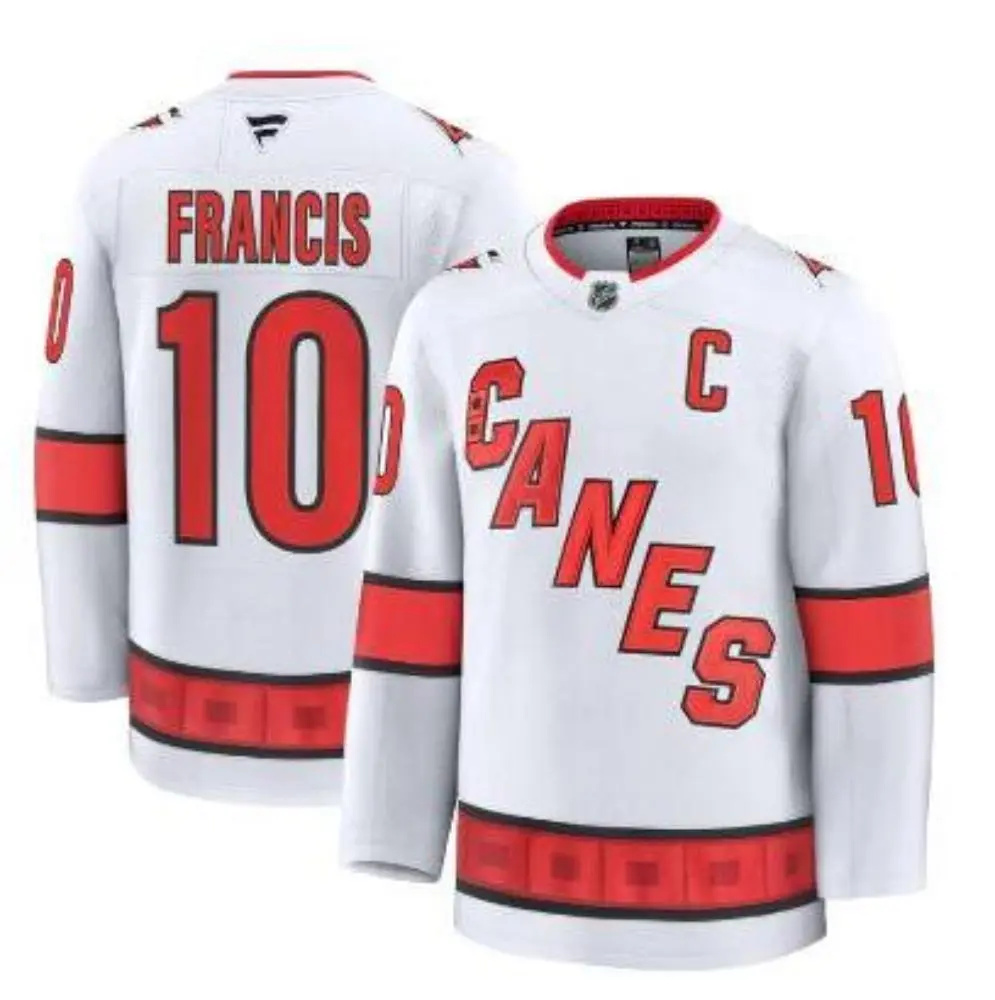 Men's Carolina Hurricanes Retired Player #10 Ron Francis White Canes Away Premier Player Jersey 