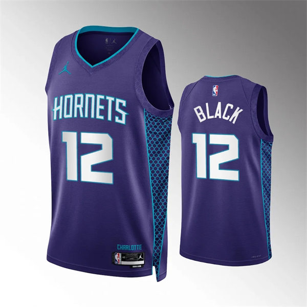  Men's Charlotte Hornets #12 Leaky Black 2023-24 Purple Statement Edition Jersey 