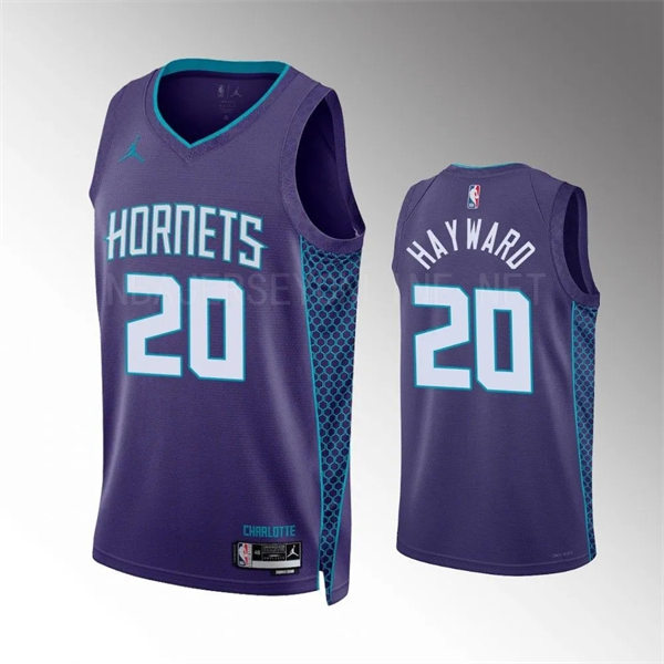  Men's Charlotte Hornets #20 Gordon Hayward 2023-24 Purple Statement Edition Jersey 