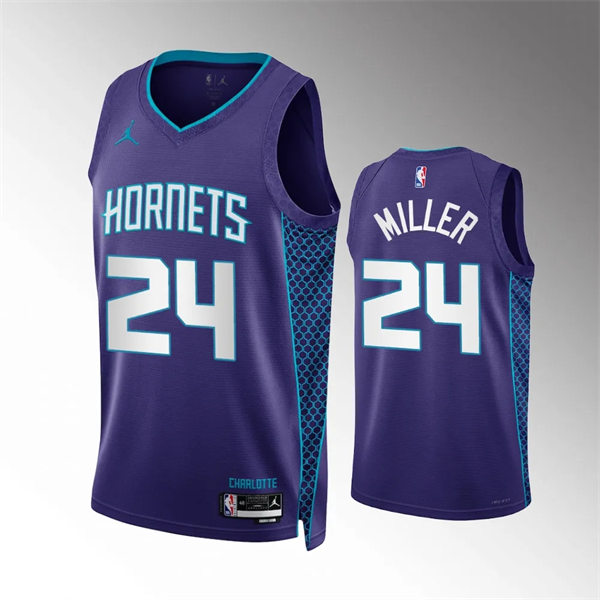  Men's Charlotte Hornets #24 Brandon Miller 2023-24 Purple Statement Edition Jersey 