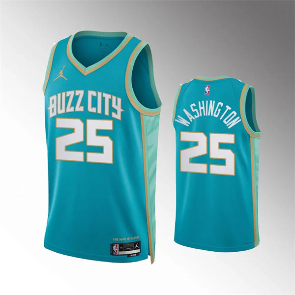  Men's Charlotte Hornets #25 P.J. Washington 2023-24 BUZZ City Edition Swingman Jersey Teal 