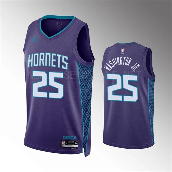  Men's Charlotte Hornets #25 P.J.Washington 2023-24 Purple Statement Edition Jersey 