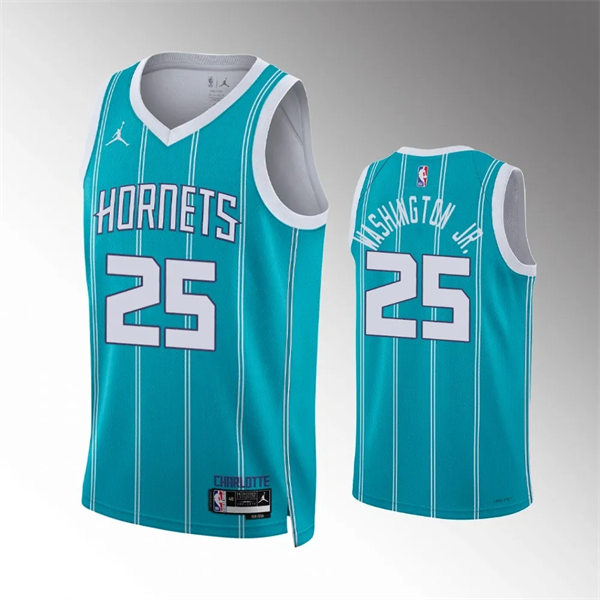  Men's Charlotte Hornets #25 P.J.Washington Teal Icon Edition Swingman Jersey 