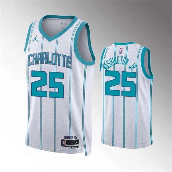  Men's Charlotte Hornets #25 P.J.Washington White Association Edition Swingman Jersey 