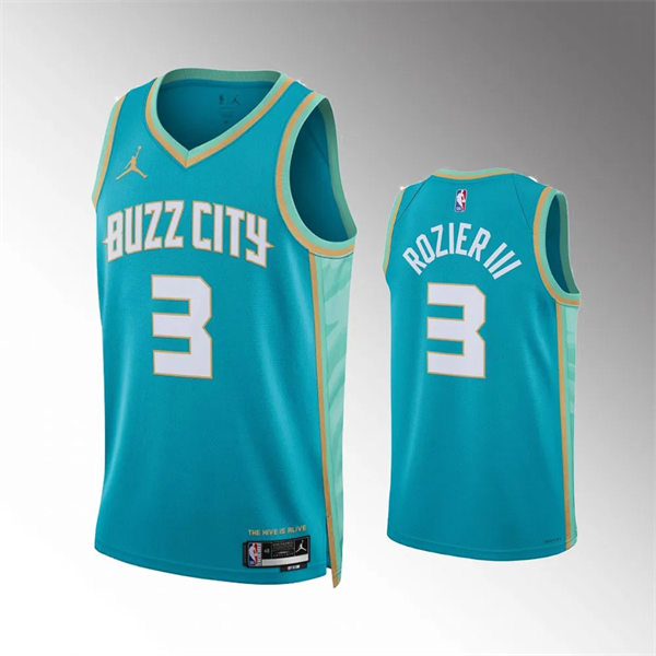  Men's Charlotte Hornets #3 Terry Rozier III 2023-24 BUZZ City Edition Swingman Jersey Teal 