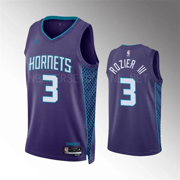  Men's Charlotte Hornets #3 Terry Rozier III 2023-24 Purple Statement Edition Jersey 