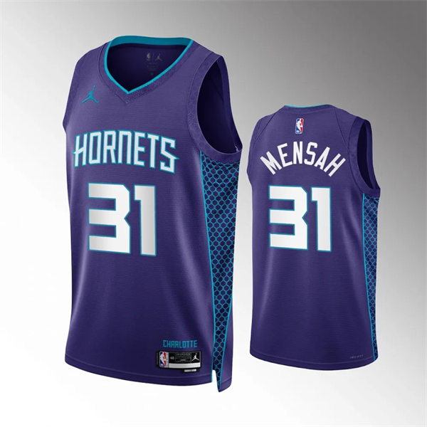  Men's Charlotte Hornets #31 Nathan Mensah Purple Statement Edition Jersey 