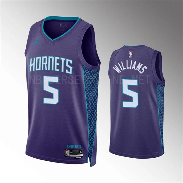  Men's Charlotte Hornets #5 Mark Williams 2023-24 Purple Statement Edition Jersey 