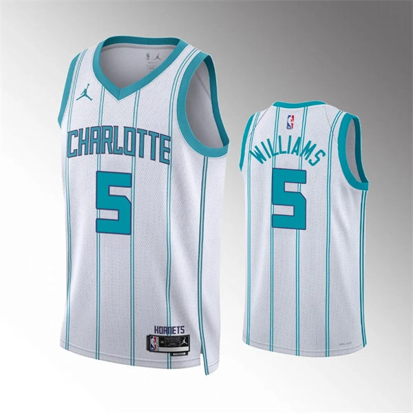  Men's Charlotte Hornets #5 Mark Williams White Association Edition Swingman Jersey 