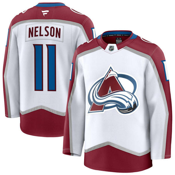  Men's Colorado Avalanche #11 Brock Nelson Fanatics White Away Premier Player Jersey 