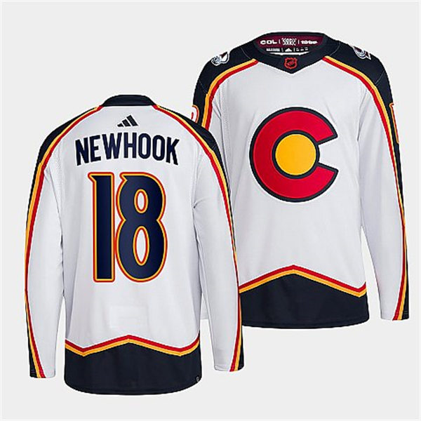  Men's Colorado Avalanche #18 Alex Newhook White 2022 Reverse Retro Primegreen Jersey 
