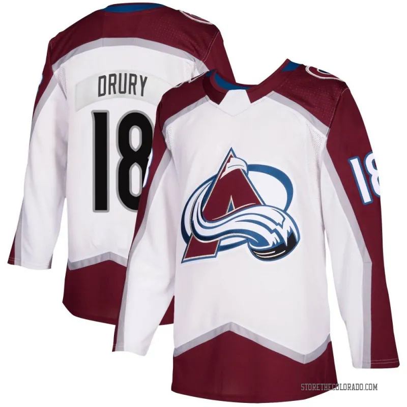  Men's Colorado Avalanche #18 Chris Drury Fanatics White Away Premium Player Jersey 