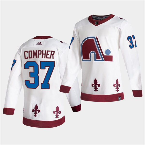 Men's Colorado Avalanche #37 J. T. Compher adidas White 2021 Season Reverse Retro Special Edition Jersey 