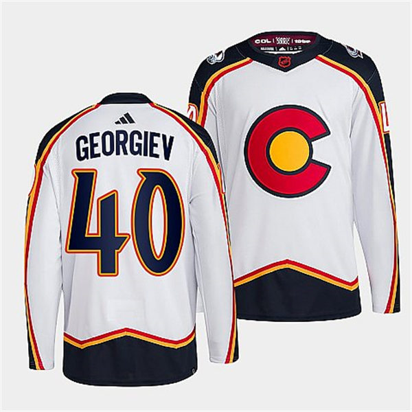  Men's Colorado Avalanche #40 Alexandar Georgiev White 2022 Reverse Retro Primegreen Jersey 