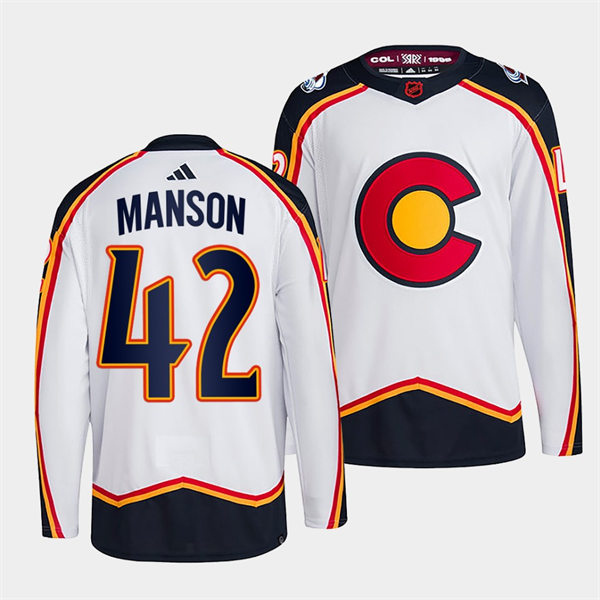  Men's Colorado Avalanche #42 Josh Manson White 2022 Reverse Retro Primegreen Jersey 