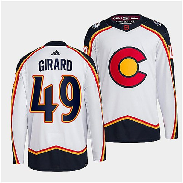  Men's Colorado Avalanche #49 Sam Girard White 2022 Reverse Retro Primegreen Jersey 