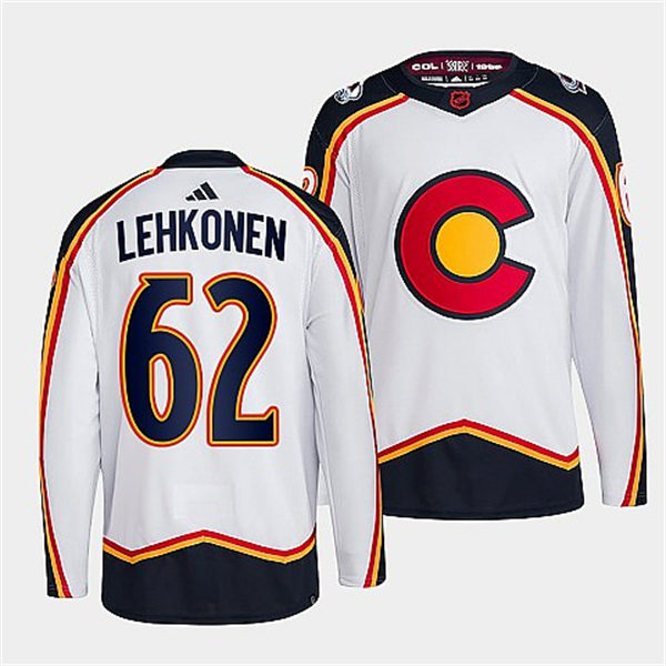  Men's Colorado Avalanche #62 Artturi Lehkonen White 2022 Reverse Retro Primegreen Jersey 