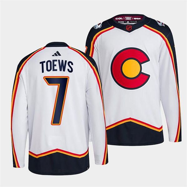  Men's Colorado Avalanche #7 Devon Toews White 2022 Reverse Retro Primegreen Jersey 