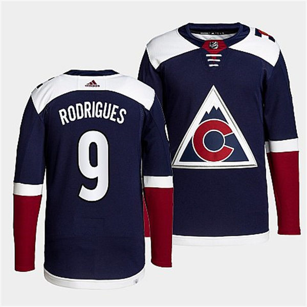  Men's Colorado Avalanche #9 Evan Rodrigues Navy Alternate Player Jersey 