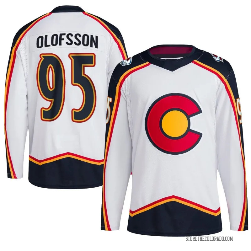  Men's Colorado Avalanche #95 Victor Olofsson Fanatics White 2022 Reverse Retro Jersey 