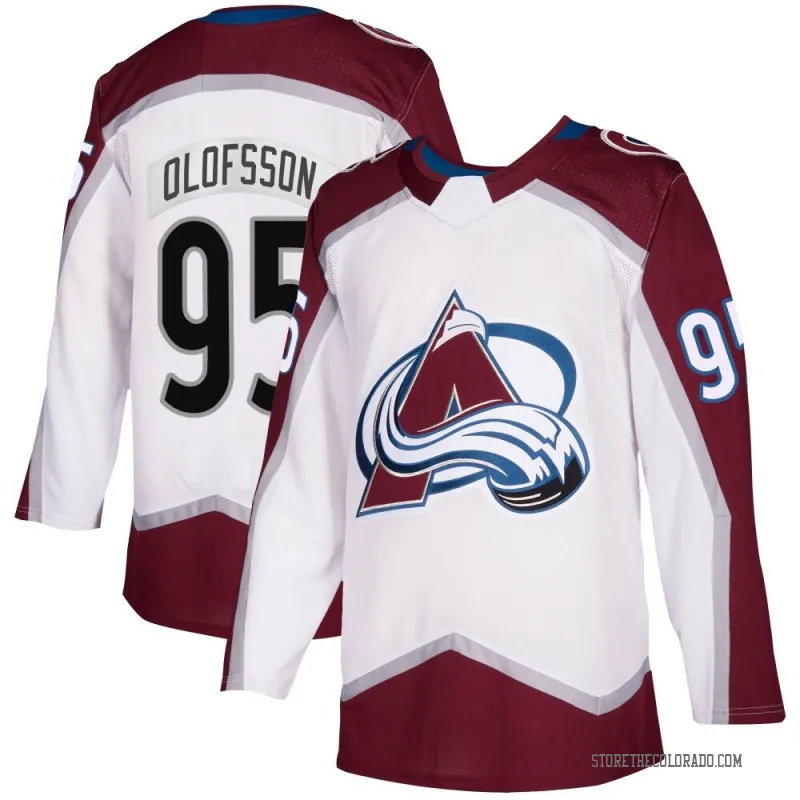  Men's Colorado Avalanche #95 Victor Olofsson Fanatics White Away Premium Player Jersey 
