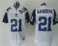  Men's Dallas Cowboys #21 Deion Sanders  White 75TH Thanksgivings Throwback Jersey 
