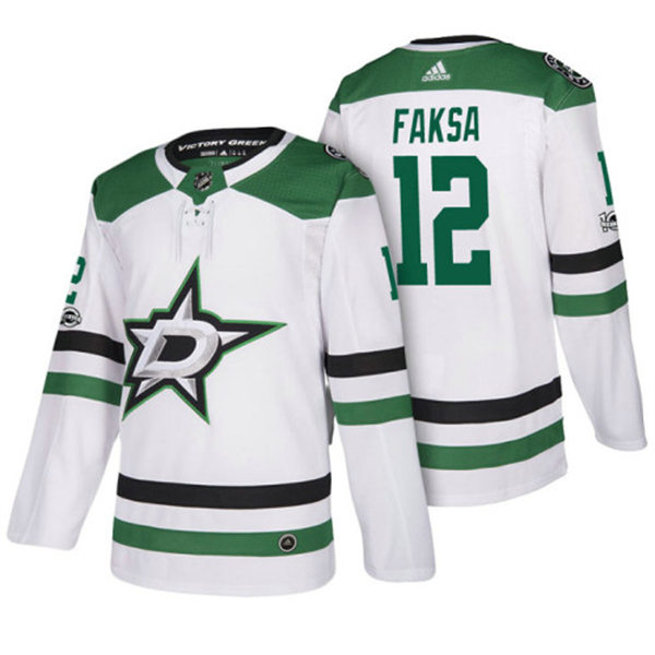  Men's Dallas Stars #12 Radek Faksa adidas White Away Jersey 