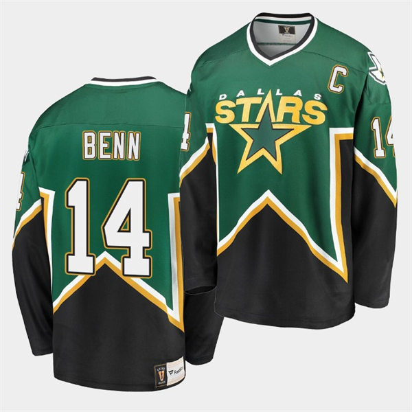  Men's Dallas Stars #14 Jamie Benn Green Black Heritage Vintage Premier Jersey 