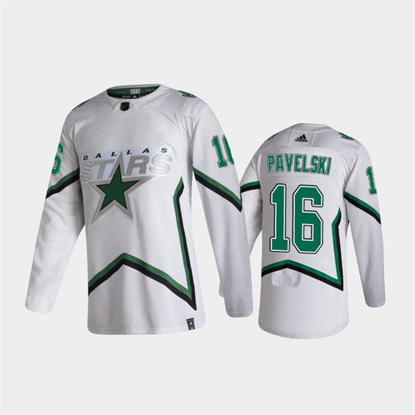 Men's Dallas Stars #16 Joe Pavelski adidas White 2021 Reverse Retro Jersey 