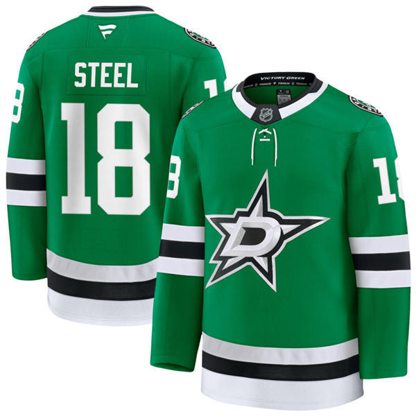  Men's Dallas Stars #18 Sam Steel Fanatics Home Green Jersey 