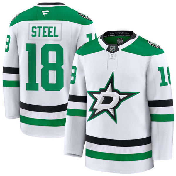  Men's Dallas Stars #18 Sam Steel Fanatics White Away Jersey 