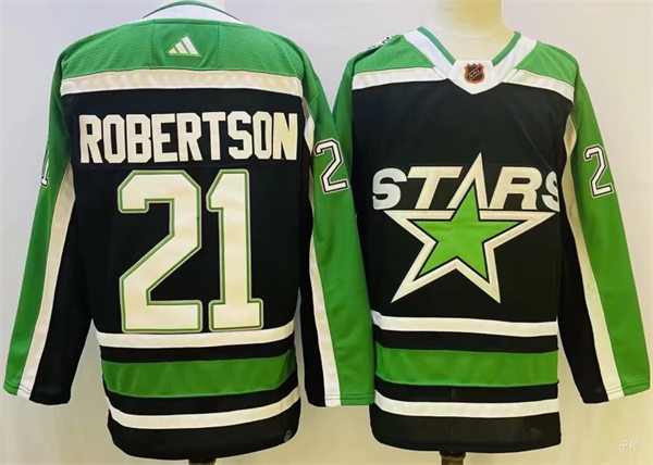  Men's Dallas Stars #21 Jason Robertson Black 2022 Reverse Retro Primegreen Jersey 
