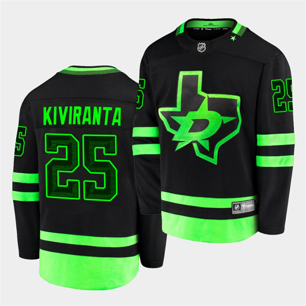  Men's Dallas Stars #25 Joel Kiviranta adidas Blackout Alternate Jersey  