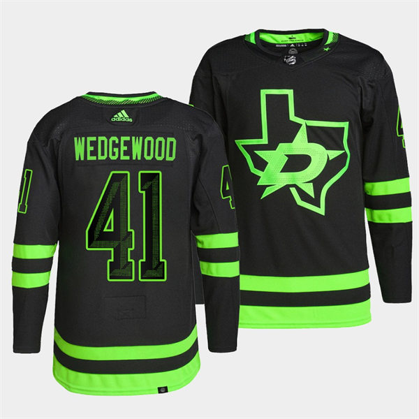  Men's Dallas Stars #41 Scott Wedgewood adidas Blackout Alternate Jersey 