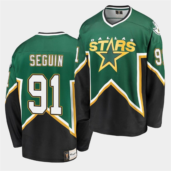  Men's Dallas Stars #91 Tyler Seguin Green Black Heritage Vintage Premier Jersey 