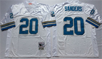  Men's Detroit Lions #20 Barry Sanders White Throwback Jersey 