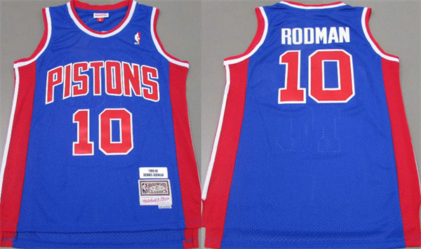  Men's Detroit Pistons #10 Dennis Rodman Mitchell & Ness 1988-89 Hardwood Classics Swingman Jersey - Blue 