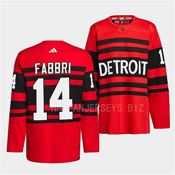  Men's Detroit Red Wings #14 Robby Fabbri Red 2022 Reverse Retro Primegreen Jersey 