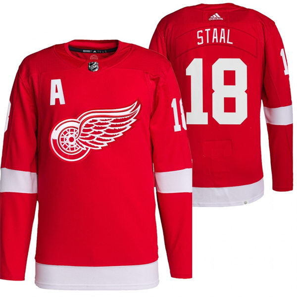  Men's Detroit Red Wings #18 Marc Staal Adidas Home Red Jersey 