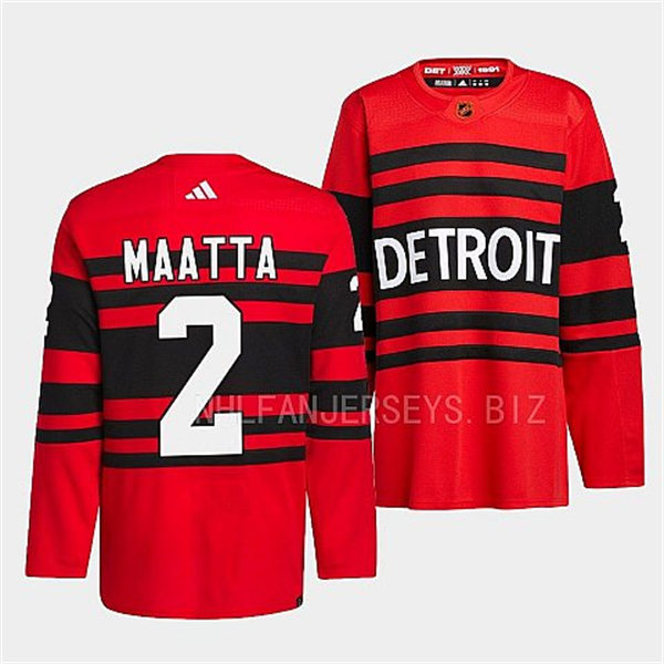 Men's Detroit Red Wings #2 Olli Maatta Red 2022 Reverse Retro Primegreen Jersey 