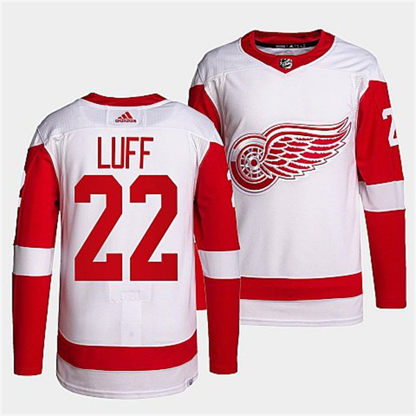  Men's Detroit Red Wings #22 Matt Luff Adidas White Away Player Jersey 