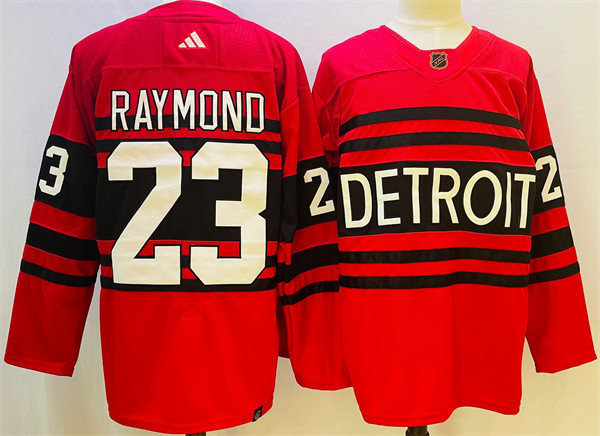  Men's Detroit Red Wings #23 Lucas Raymond Red 2022 Reverse Retro Primegreen Jersey 