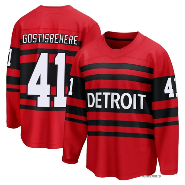  Men's Detroit Red Wings #41 Shayne Gostisbehere Red 2022 Reverse Retro Primegreen Jersey 