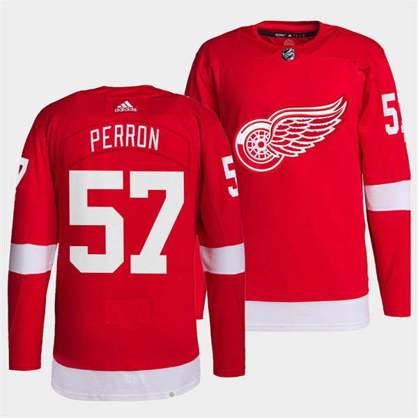  Men's Detroit Red Wings #57 David Perron Adidas Home Red Player Jersey 