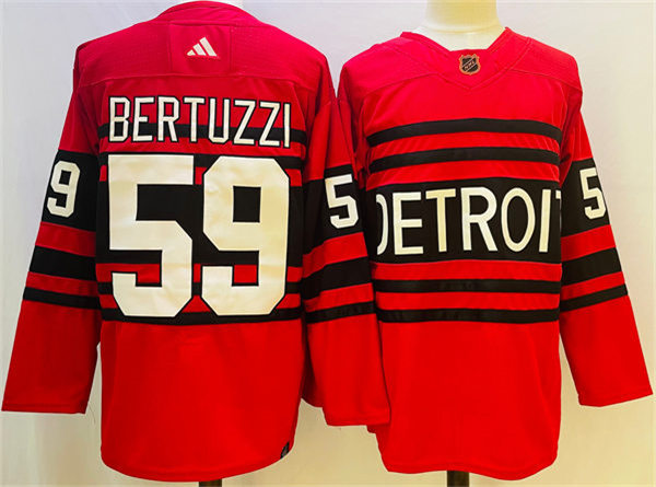  Men's Detroit Red Wings #59 Tyler Bertuzzi Red 2022 Reverse Retro Primegreen Jersey 